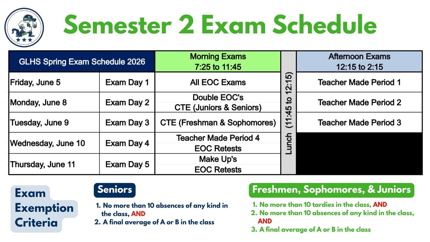 Testing Bell Schedule
